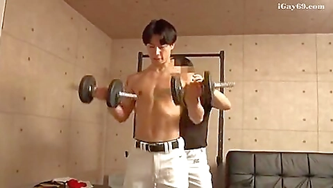 Japanese teen gay boy plays with his asian girlfriend