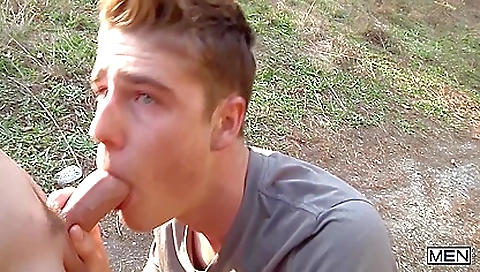 Redhead girl and blonde girl getting fucked outdoors