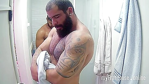 Latin girls in the shower and their big dicks coming out