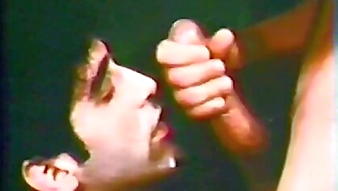Vintage hardcore sex with a horny brunette and a gay man
