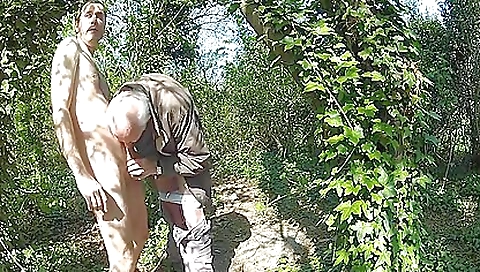 Amateur brunette in the woods gets fucked hot by a dick