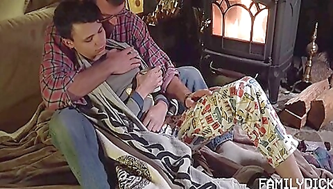 Busty brunette in a tattooed ass gets twinned with guys
