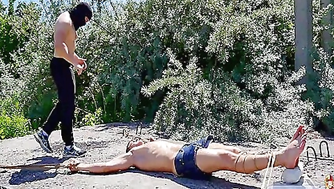 Brunette bitch forced to submit to a hardcore gangbang