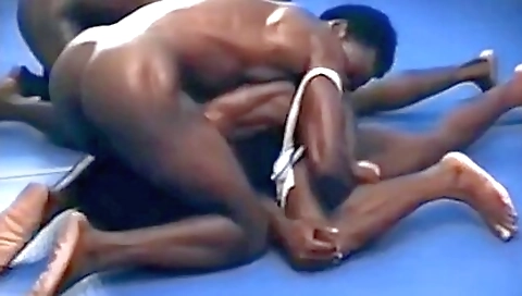 Black guy with a huge ass and a nice ass wrestling a black girl