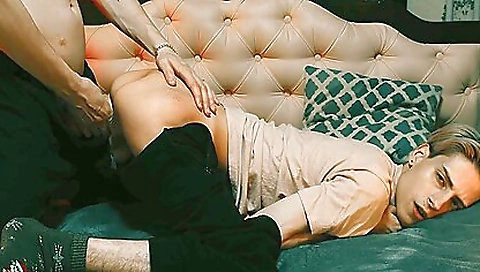 Skinny brunette with a tattoo in her ass is going to be seduced