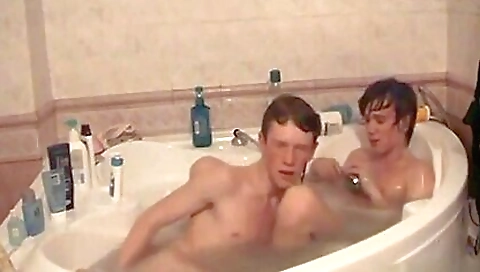 Old guys fuck a vintage brunette teen in the bathroom