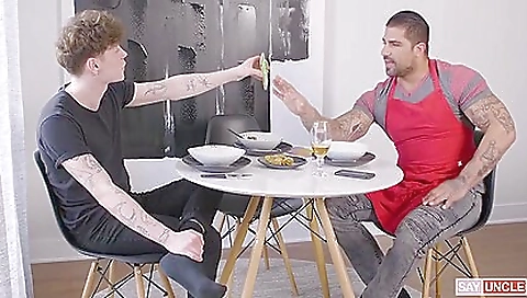 Tattooed client fucks his client's wife in a deepthroat