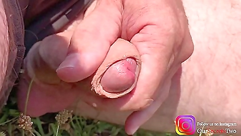 Sex video featuring a black dildo in the public area