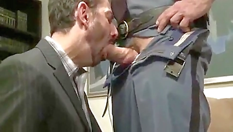 Brunette cop gets a call from a therapist and does therapy
