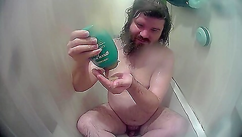 Beautiful brunette with a big booty fucks herself in shower